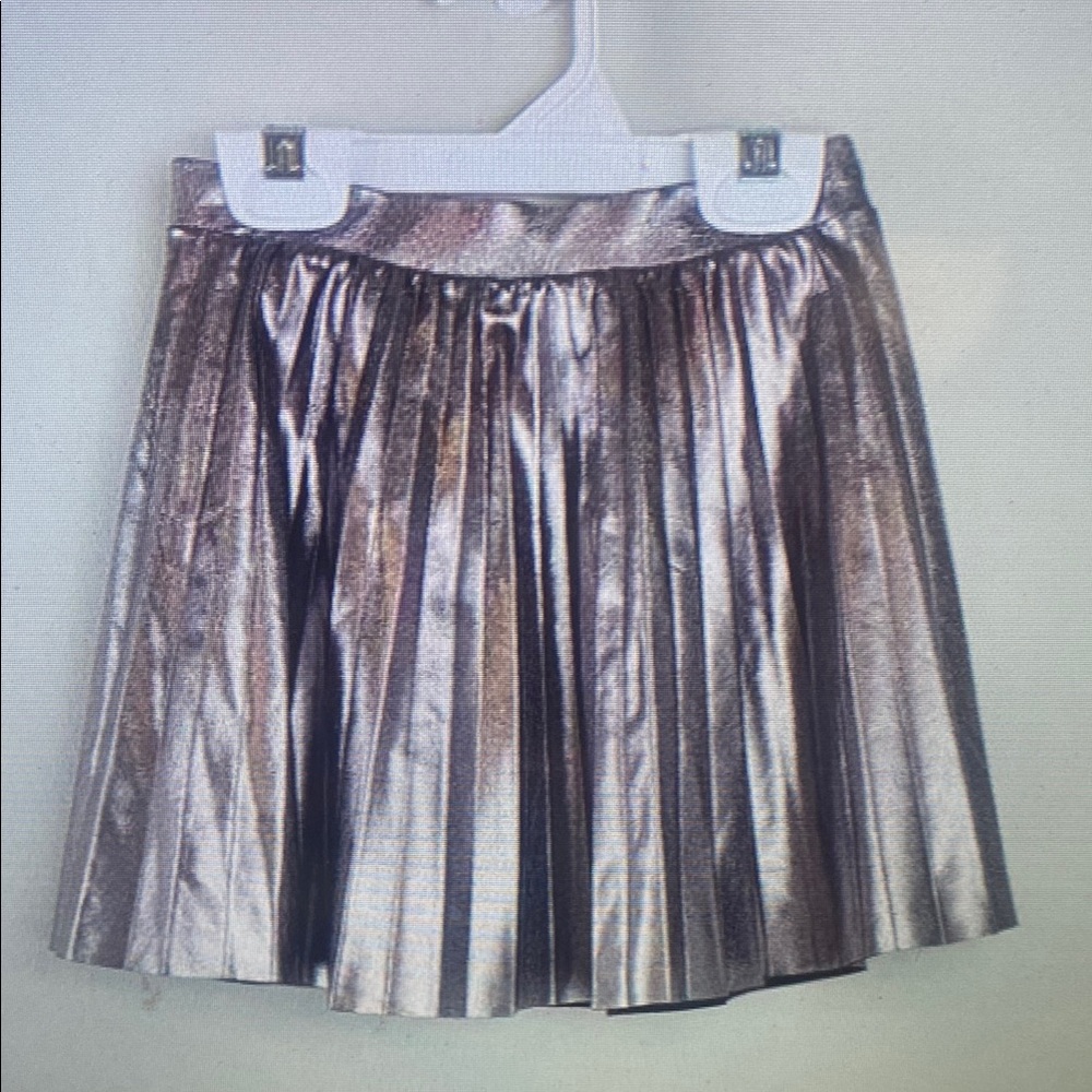 Shiny Metallic Kids Pleated Skirt